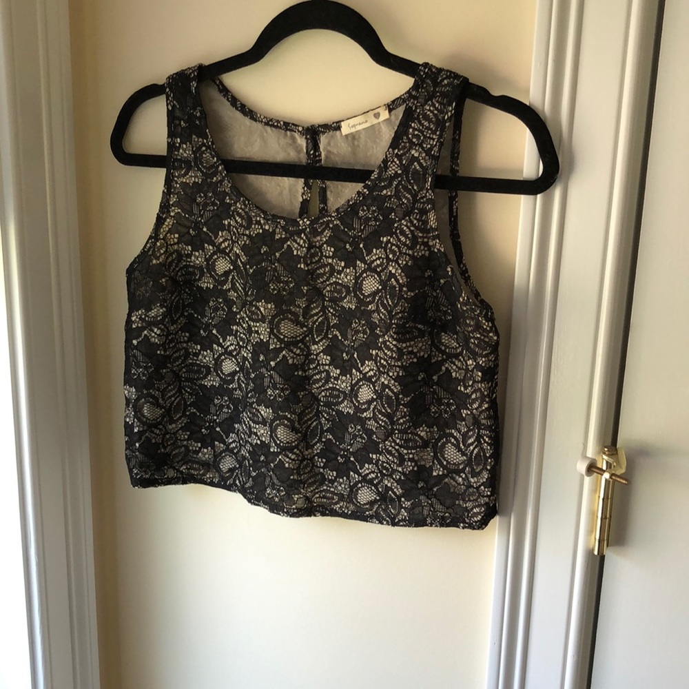 Black lace crop top